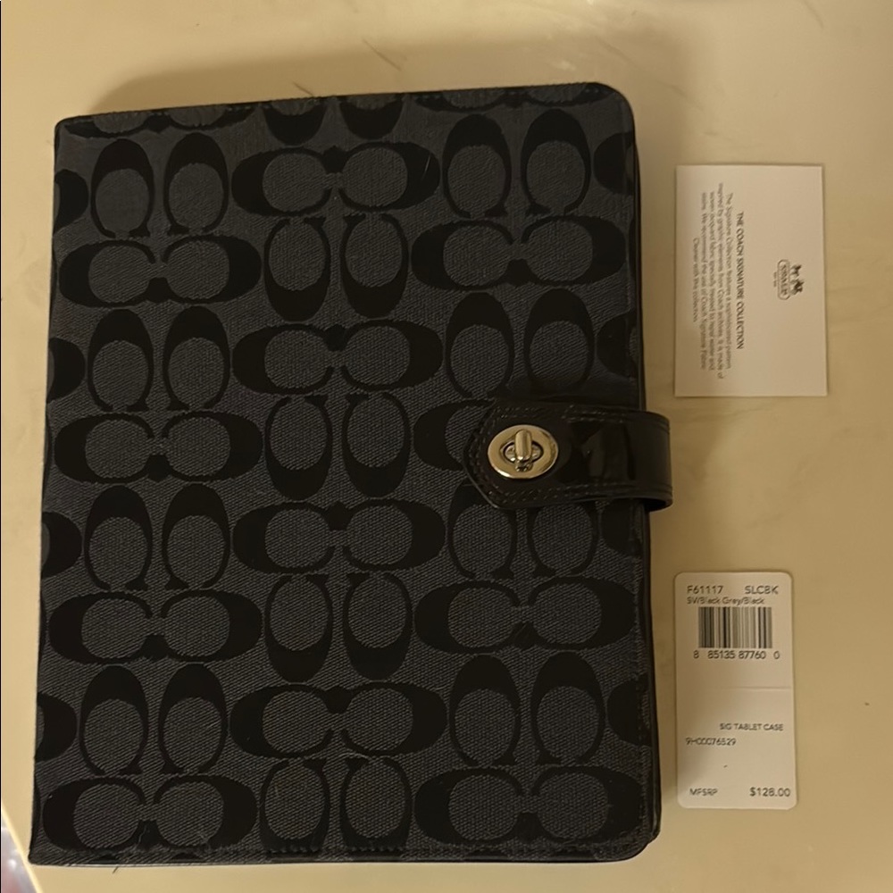 Coach Black and Gray Tablet Case